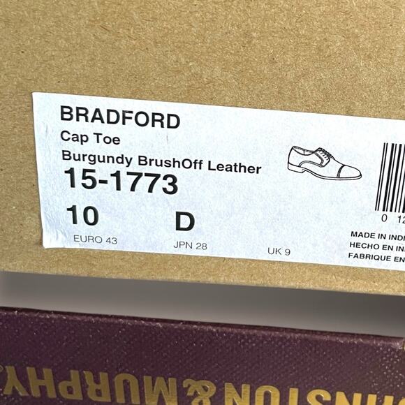 Men's 10D JOHNSTON & MURPHY Men's Burgundy Bradford  Brush Off Finish Shoes  IOB - Picture 10 of 14